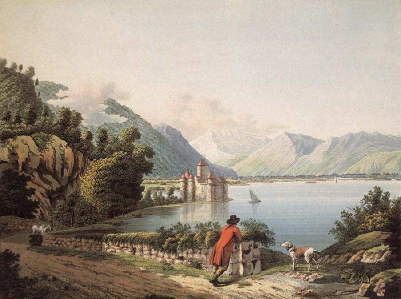 Francois-Hubert Drouais Seen Chateau of Chillon Norge oil painting art